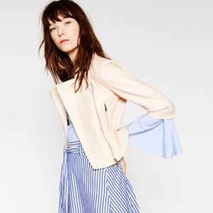 ZARA Basic Leather pink motorcycle jacket